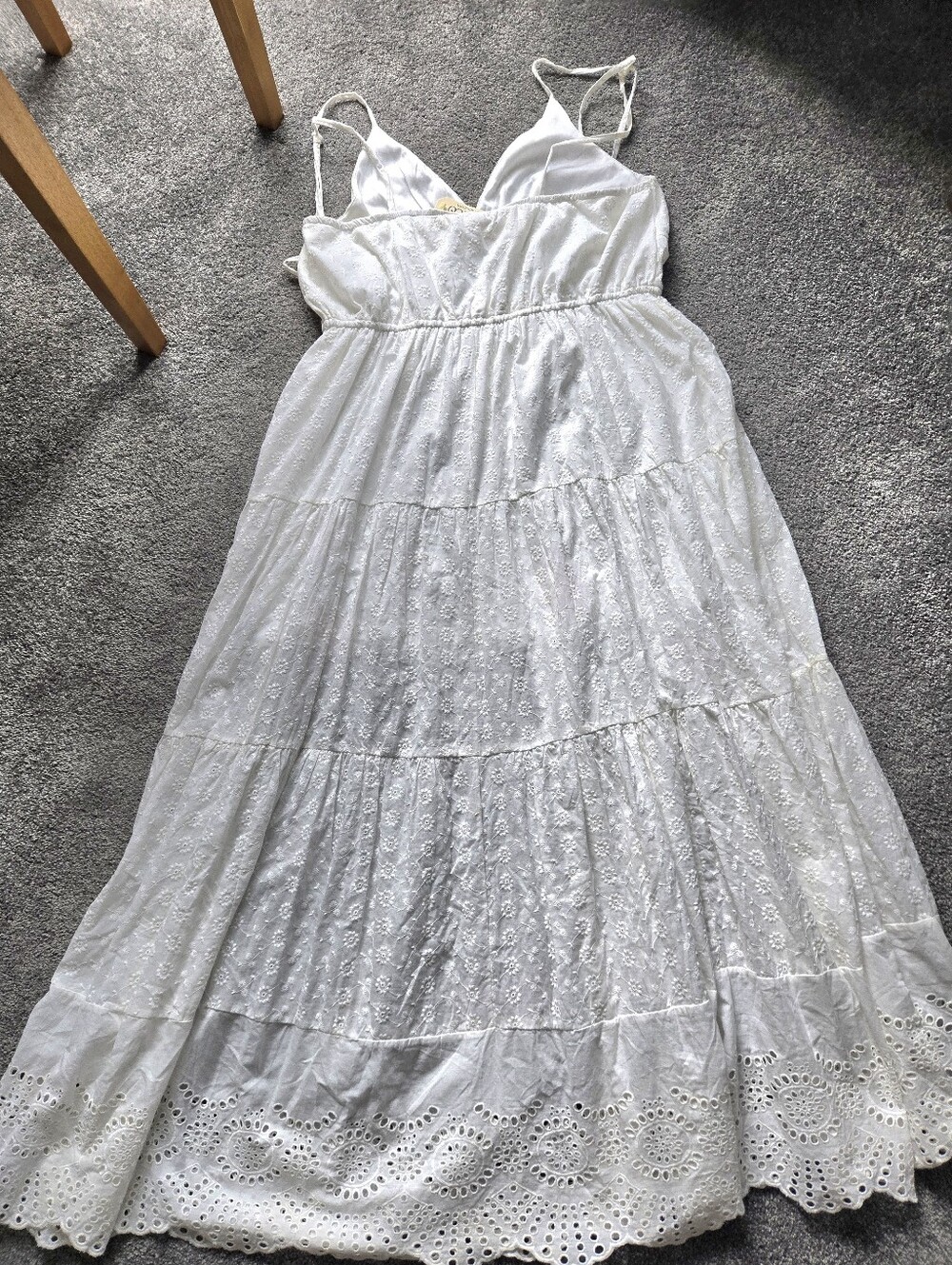 Southern Fried Chics White Eyelet Maxi Dress with Spaghetti Straps - Picture 2 of 9